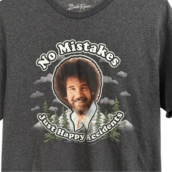 Bob Ross No Mistakes Just Happy Accidents Graphic Tee Medium - Picture 2 of 4